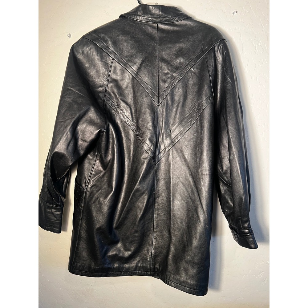 Vintage Gerome Barcelona Black Lambskin Leather Paisley Lined Jacket 80s Chevron - Picture 3 of 14